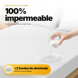 Protector de Colchón Impermeable + 2 Fundas de Almohada [HOY 2 FUNDAS DE ALMOHADA GRATIS]
